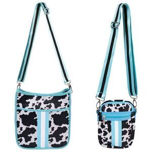 Simply Southern‎ Neoprene Cow Large and Mini Crossbody Purse Set Black White NWT